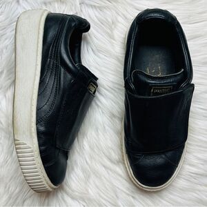 Puma Basket Platform Strap Slide on Sneakers Black Size 7